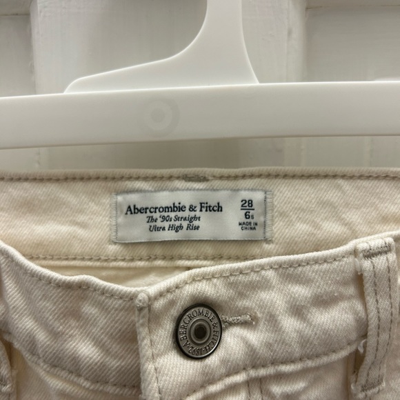 ABERCROMBIE & FITCH 90s STRAIGHT ULTRA HIGH RISE OFF WHITE CARPENTER PANTS 28 - Picture 4 of 4